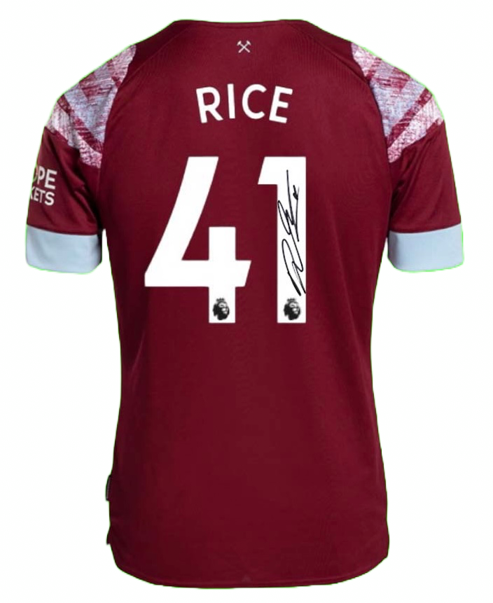 Signed Declan Rice West Ham Home Shirt 22/23