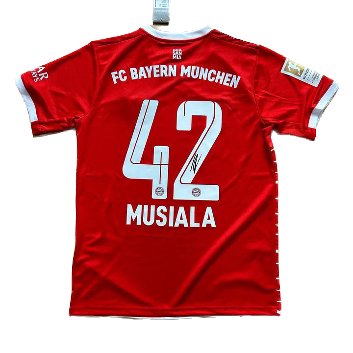 Signed Jamal Musiala Bayern Munich Home Shirt 2022/23