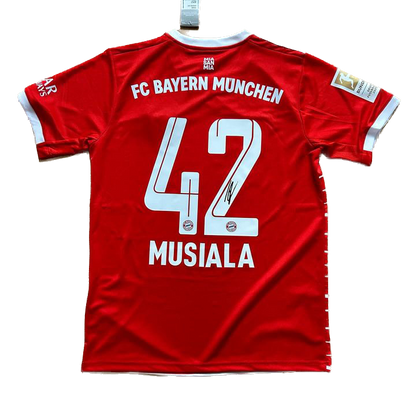 Signed Jamal Musiala Bayern Munich Home Shirt 2022/23