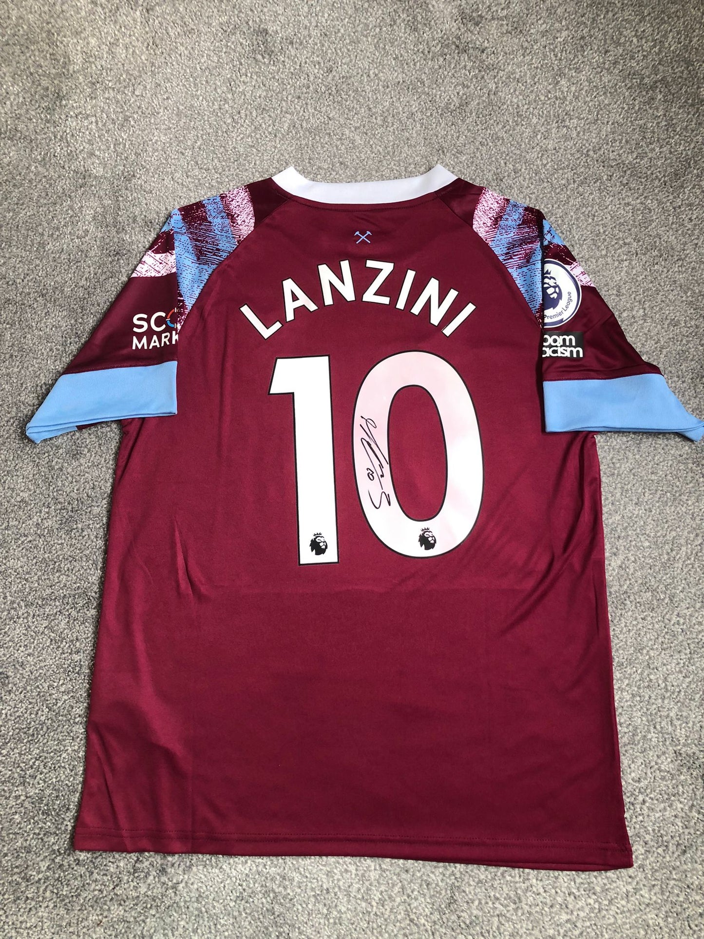 Signed Lanzini West Ham Home Shirt 22/23