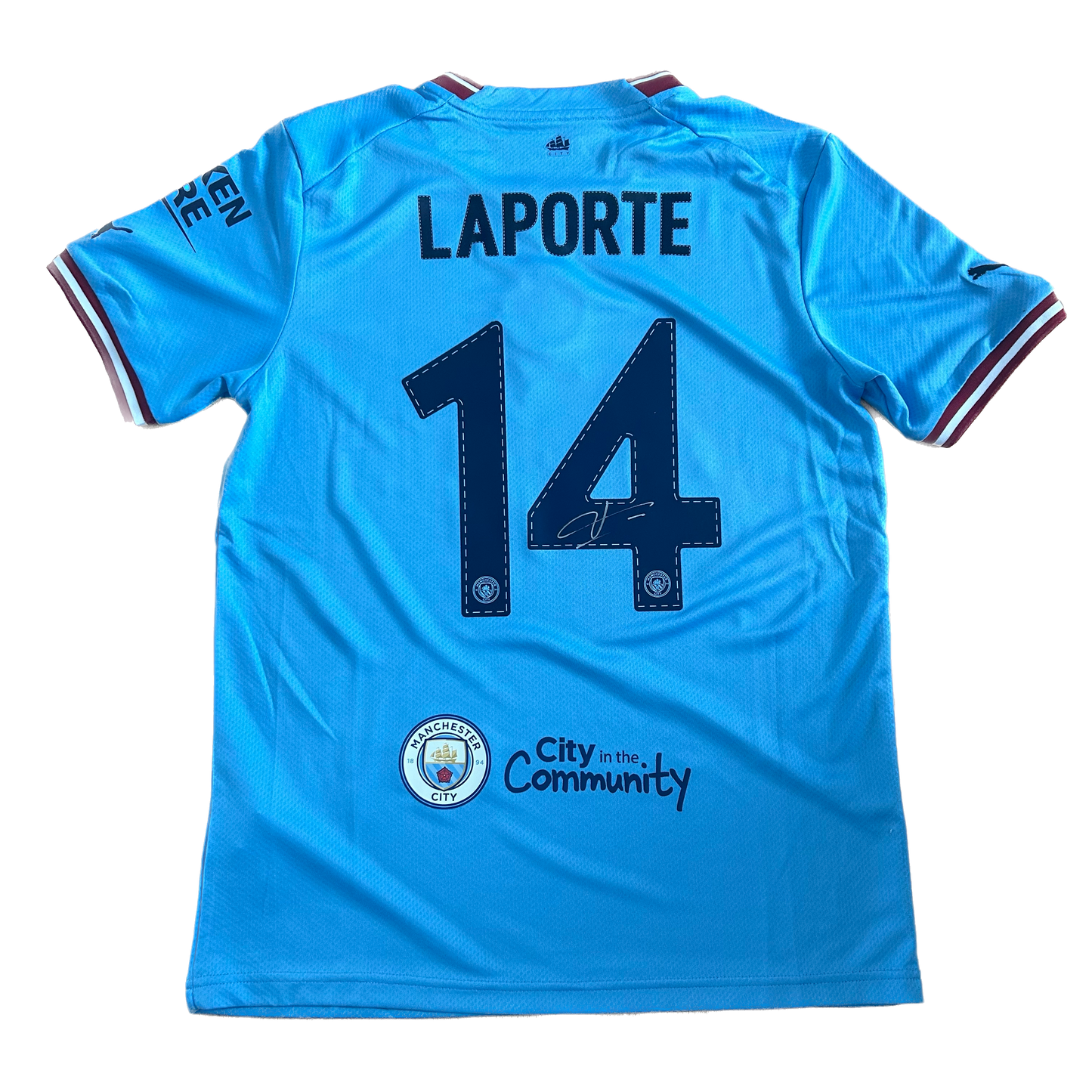 Signed Aymeric Laporte Manchester City Champions League Final Home Shirt 2022/23