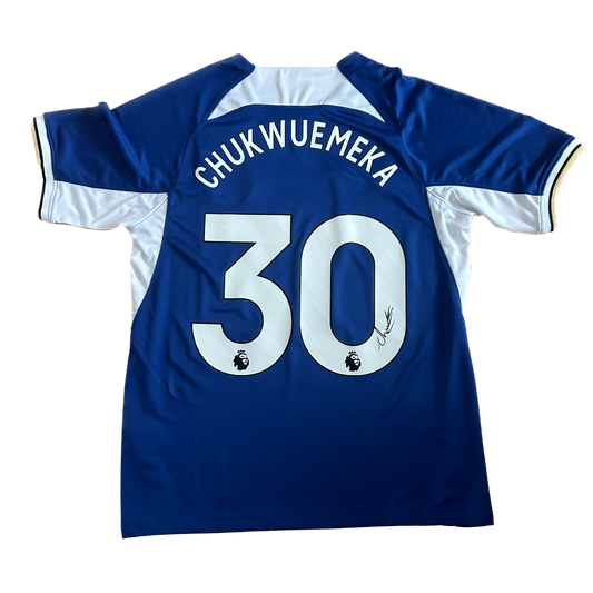 Signed Carney Chukwuemeka Chelsea Home Shirt 2023/24 (Old Squad Number)