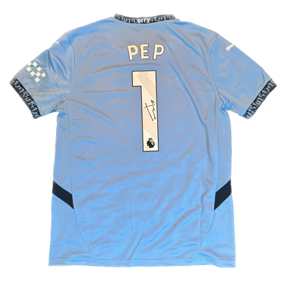 Signed Pep Guardiola Manchester City Home Shirt 2024/25