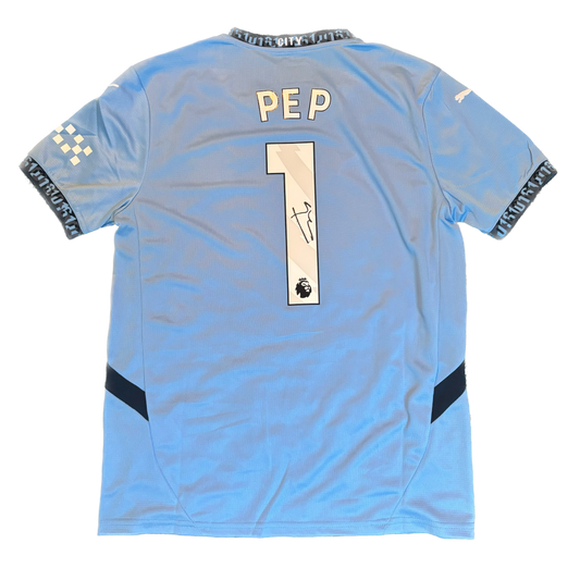 Signed Pep Guardiola Manchester City Home Shirt 2024/25