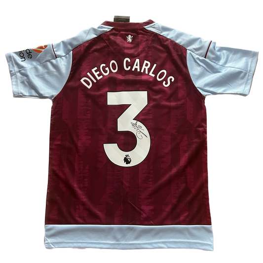 Signed Diego Carlos Aston Villa Home Shirt 2023/24