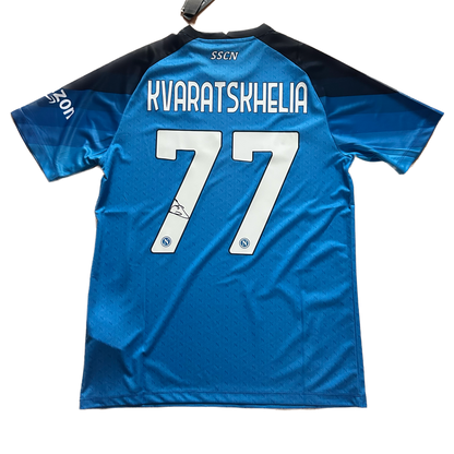 Signed Khvicha Kvaratskhelia Napoli Home Shirt 2022/23