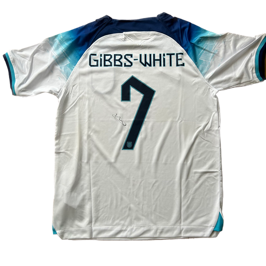 Signed Morgan Gibbs-White England Home Shirt 2022/23