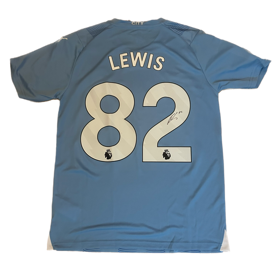 Signed Rico Lewis Manchester City Home Shirt 2023/24