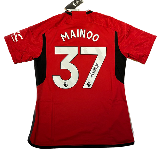 Signed Kobbie Mainoo Manchester United Home Shirt 2023/24 (damaged)