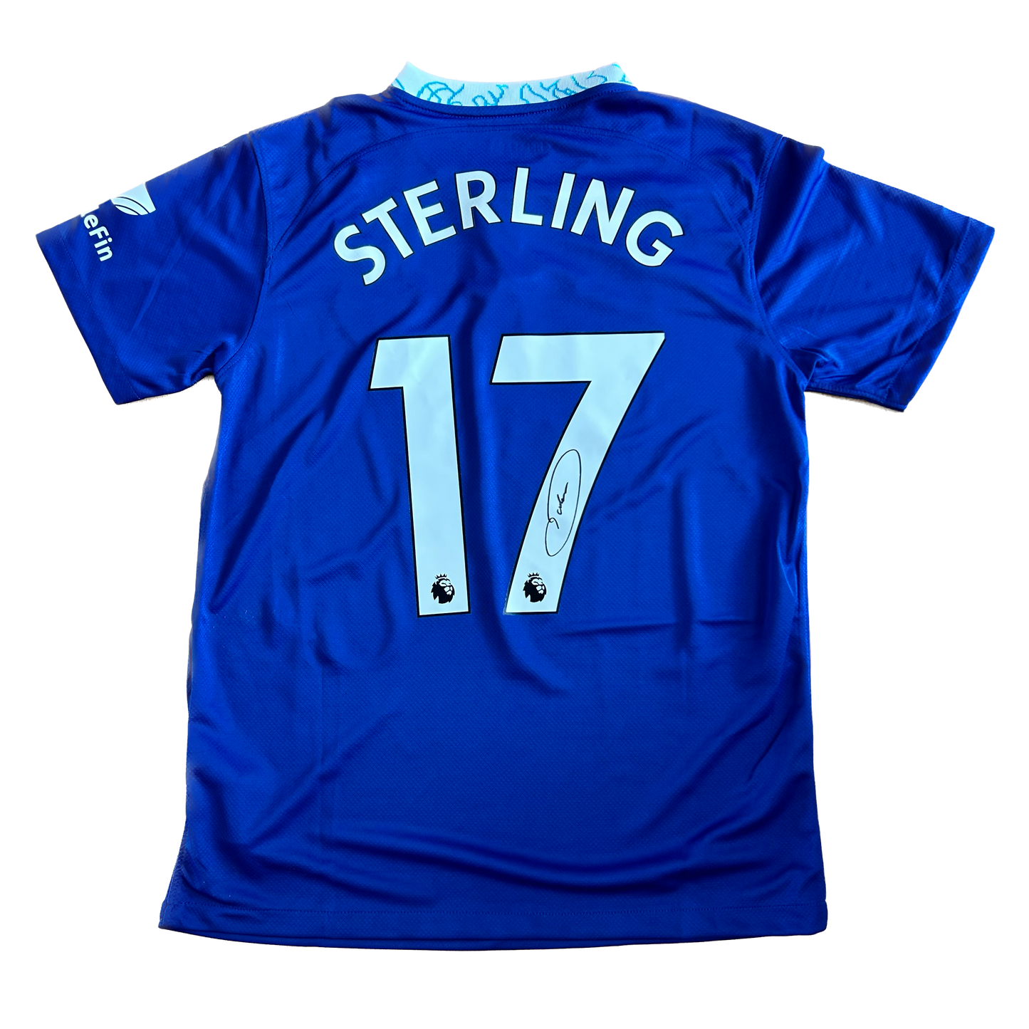 Signed Raheem Sterling Chelsea Home Shirt 22/23 (Slight Damage)