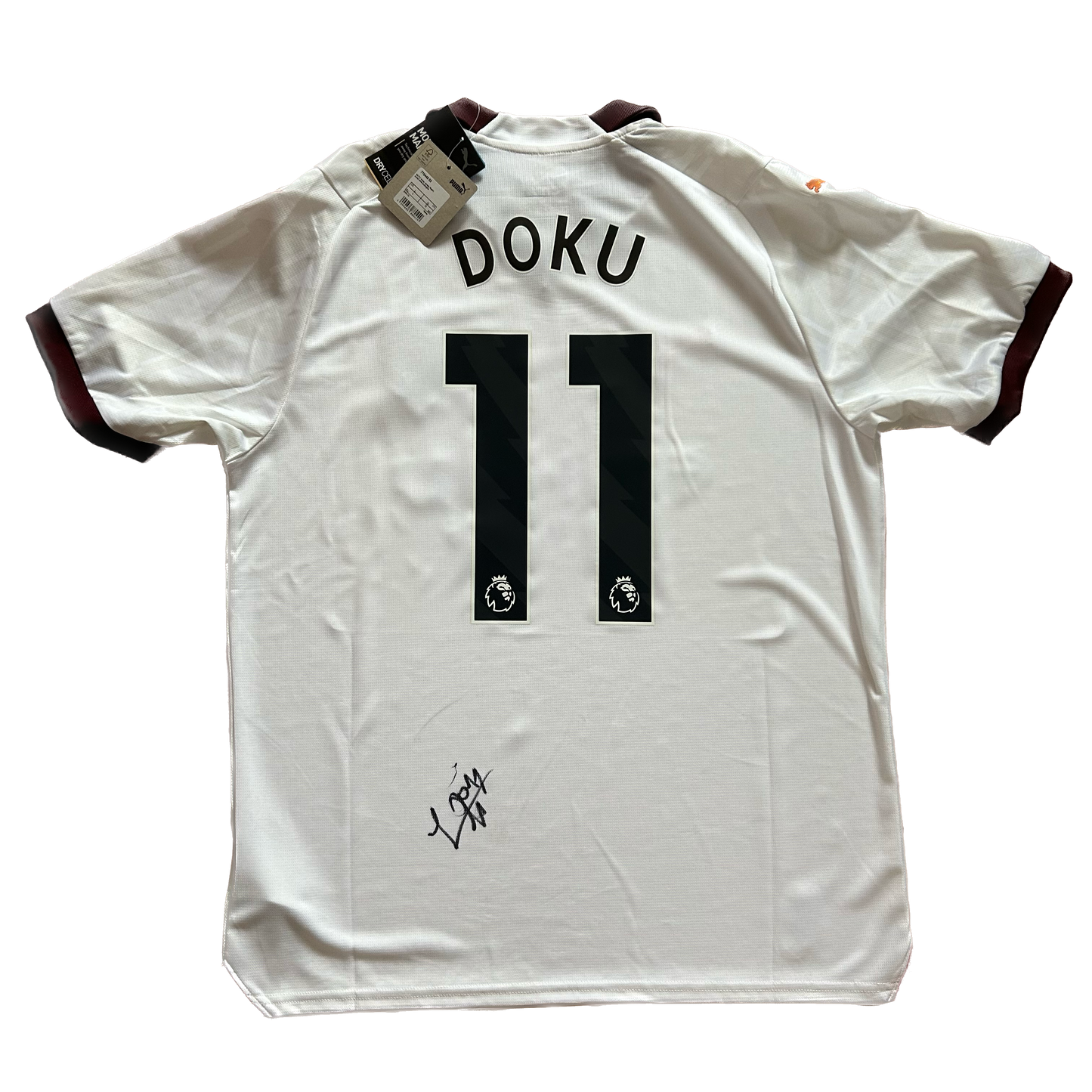 Signed Jeremy Doku Manchester City Away Shirt 2023/24
