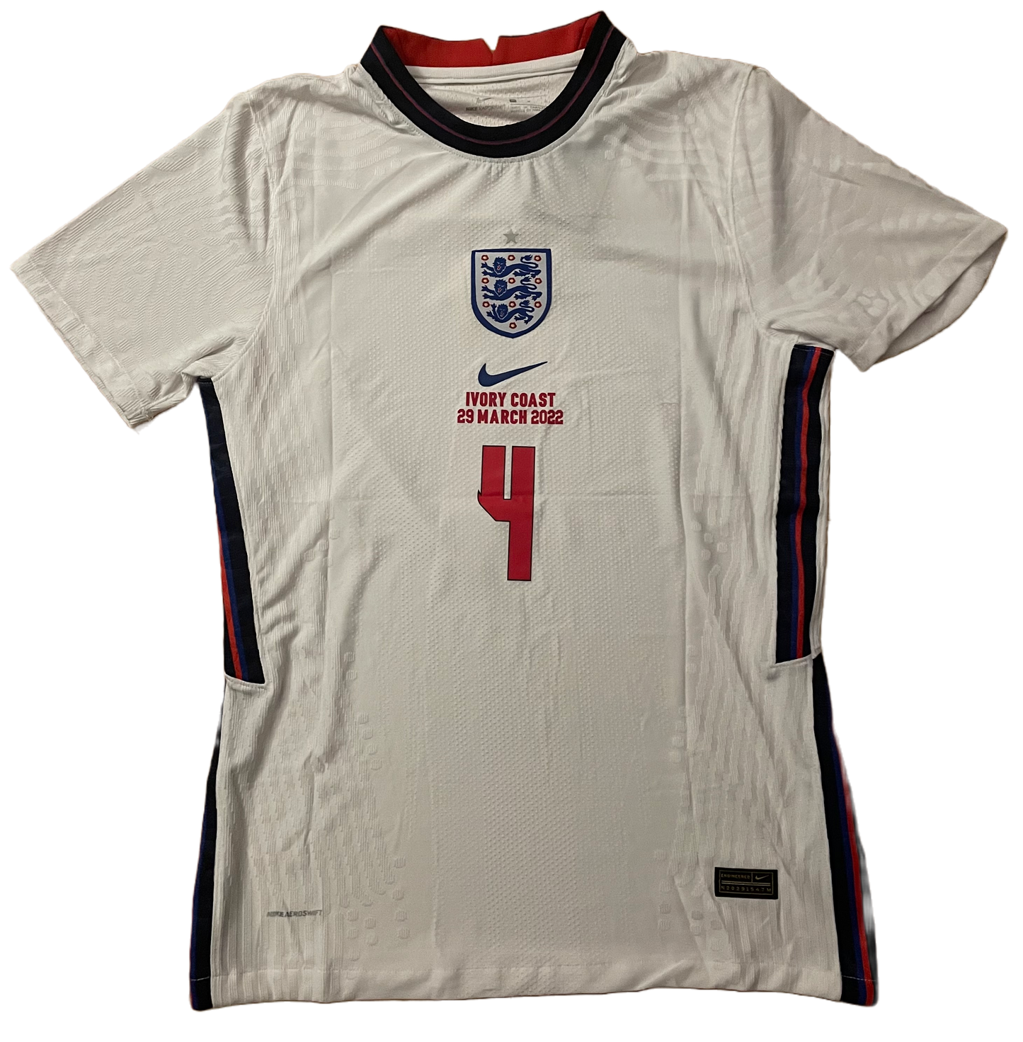 Signed Guehi England Vapourknit Home Shirt 22/23 (Ivory Coast Match Details 29.3.22)