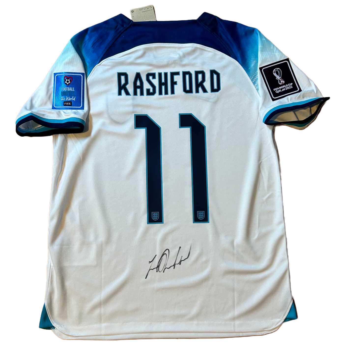 Signed Marcus Rashford England Home Shirt 22/23